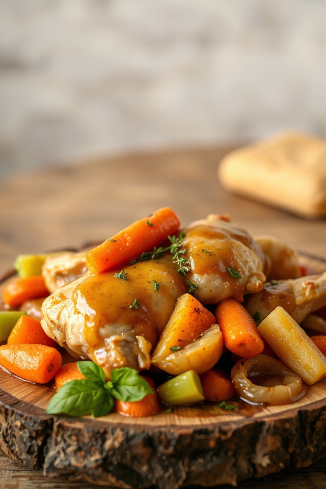 slow cooked chicken with gravy