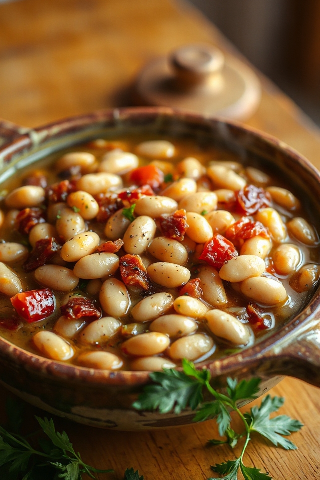 slow cooked flavorful white beans