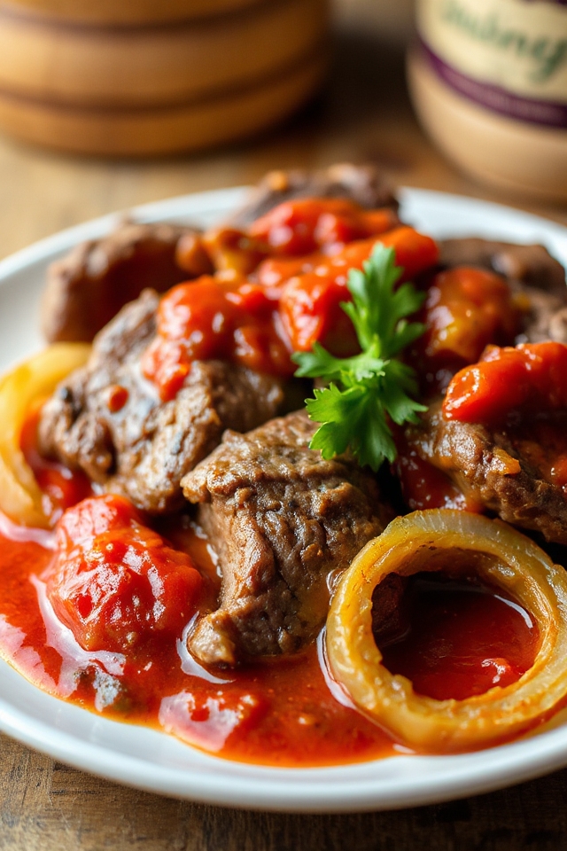 slow cooked savory beef steak