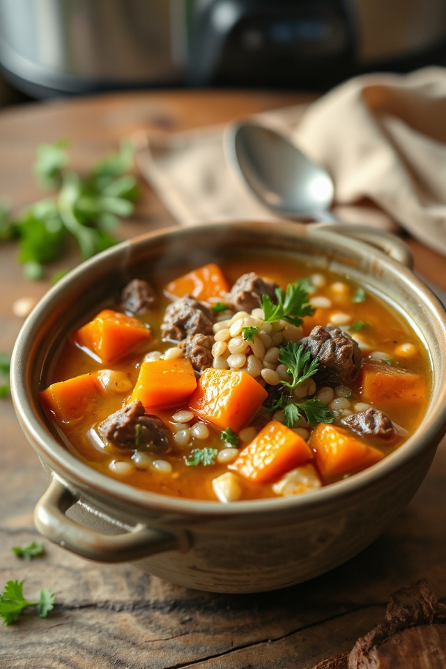 slow cooker beef barley soup
