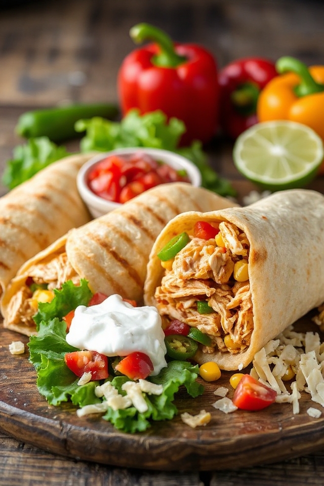 slow cooker chicken burritos
