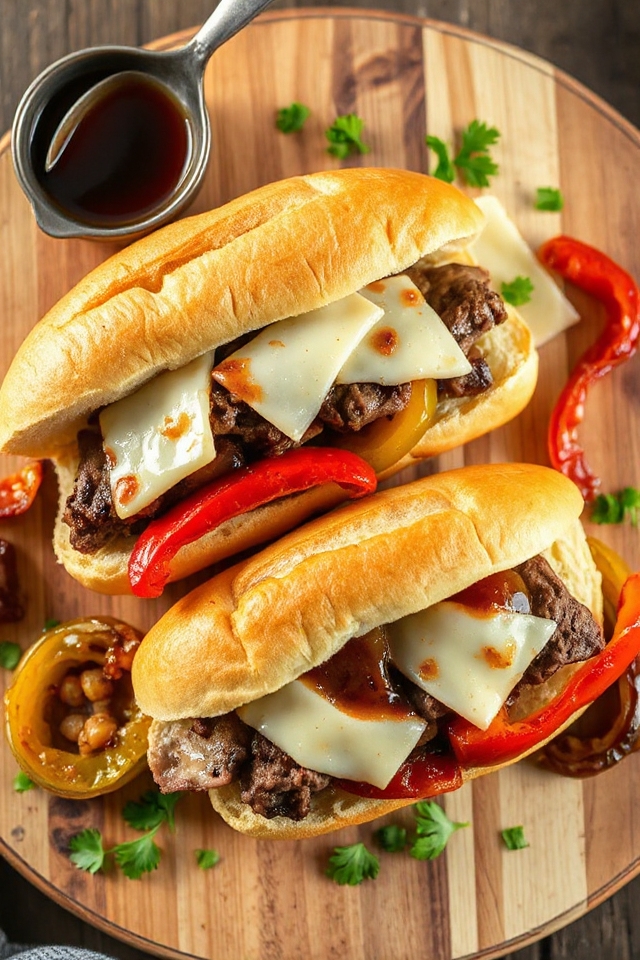 slow cooker steak sandwiches