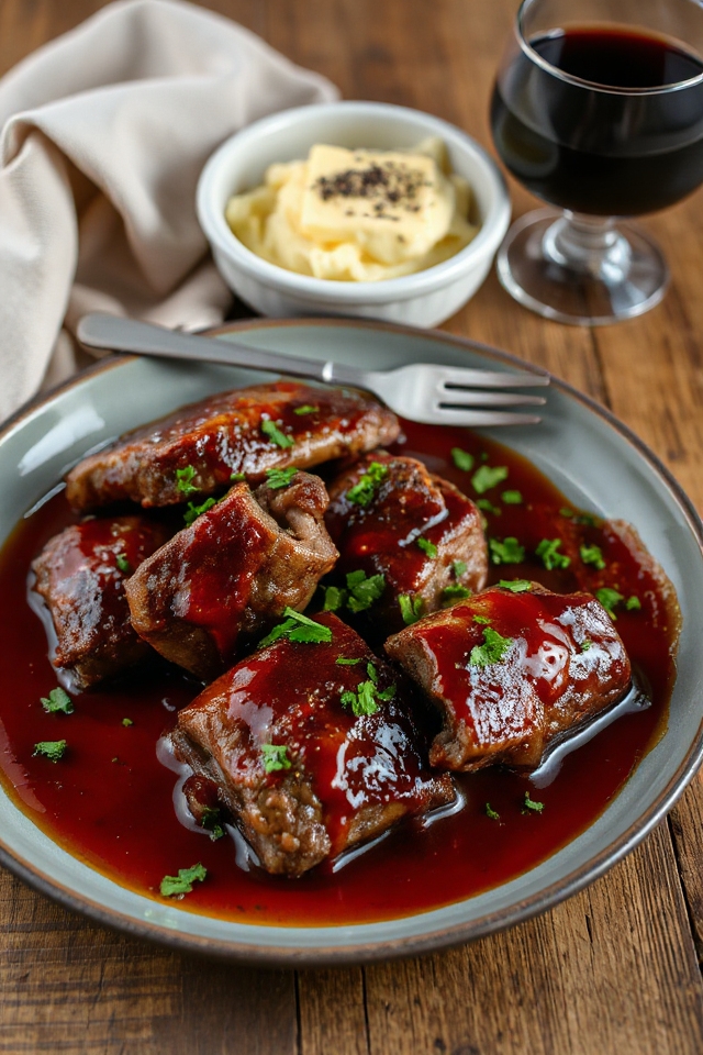 tender slow cooked short ribs